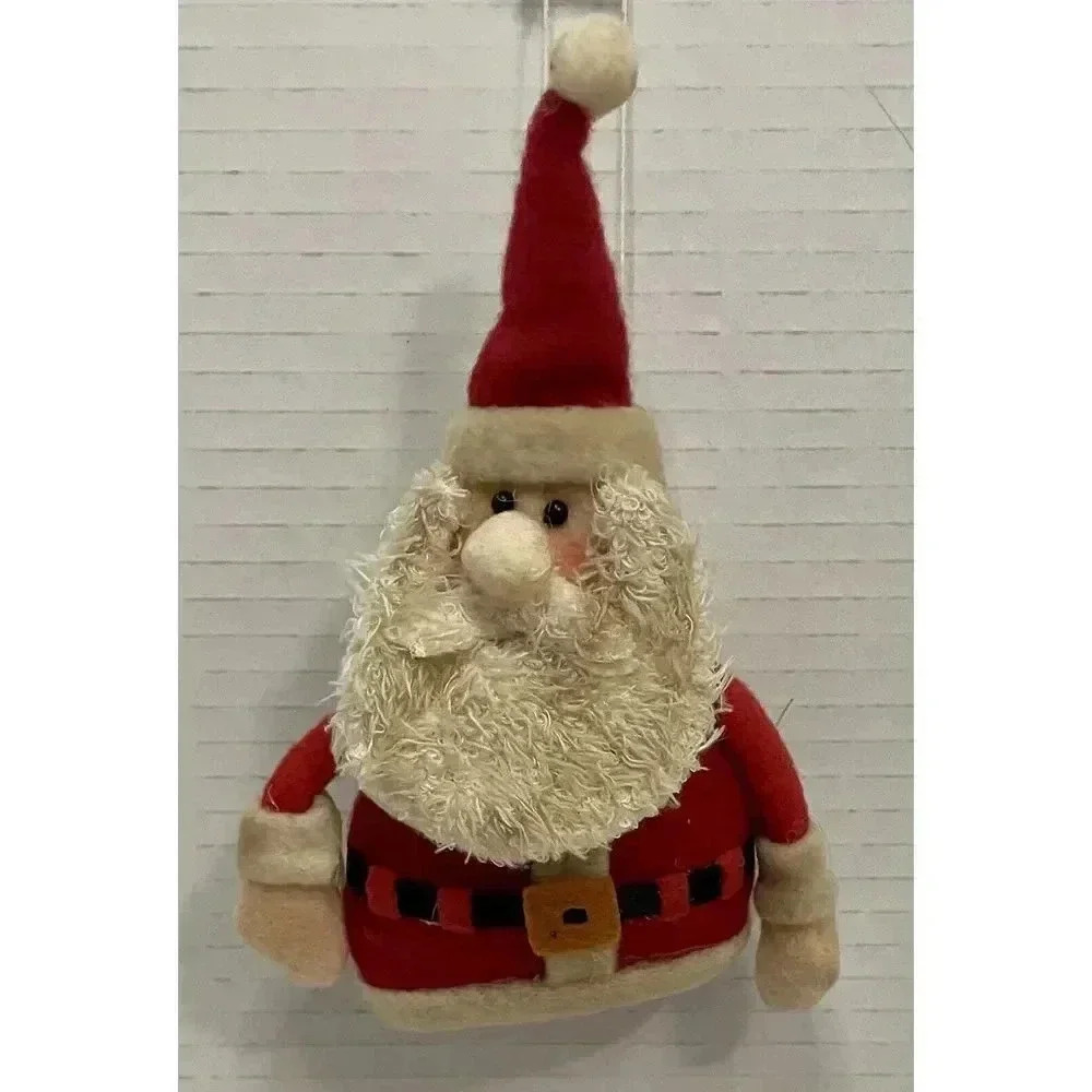 Santa‎ With Fuzzy Beard and Pointed Hat Christmas Ornament 6 1/4 Inches